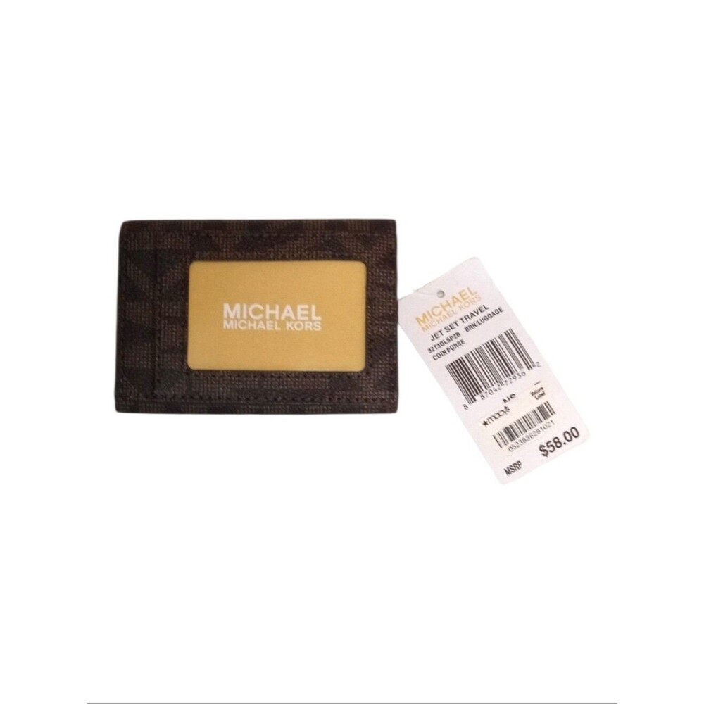 Michael Kors Jet Set Travel Luggage Coin Purse NWT Logo Pebble Signature Leather